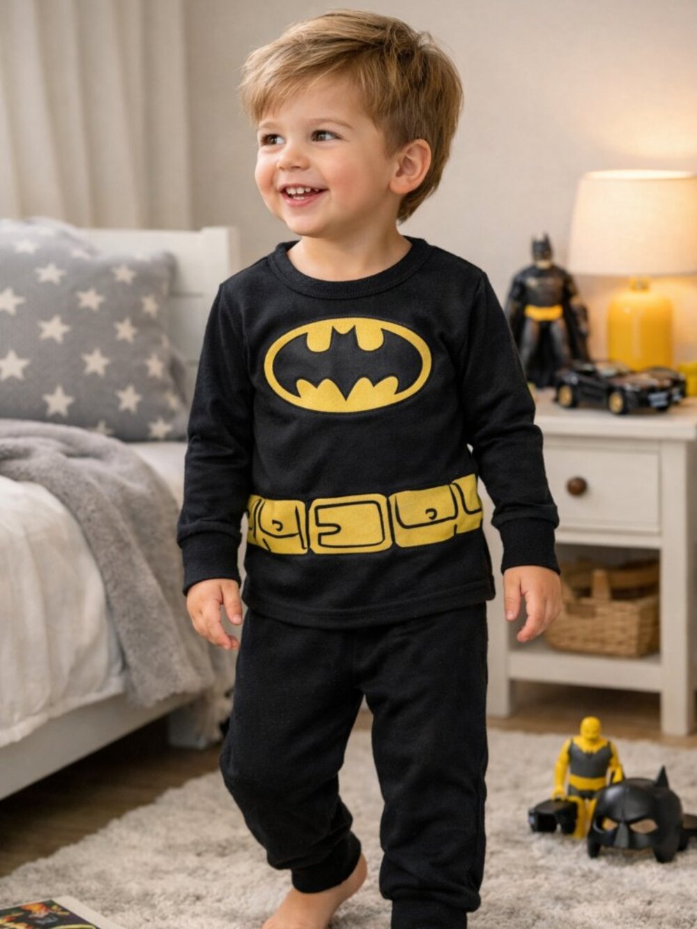 Batman Pajama Set • 4T • Black & Yellow Superhero Sleepwear • NWT